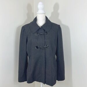 Guess Women's‎ Charcoal Wool Full Zip Jacket with Vinyl Button detail | Size XXL